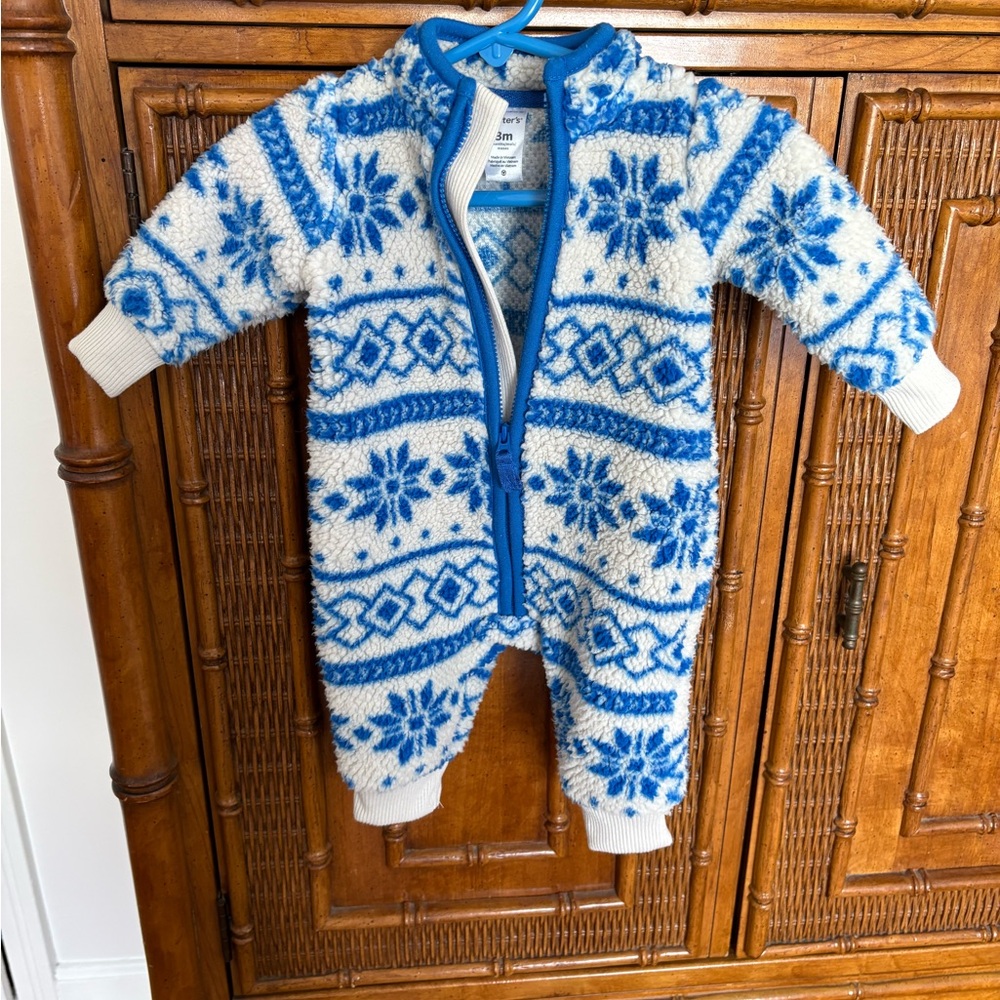 Carter's Blue and White Patterned Footie